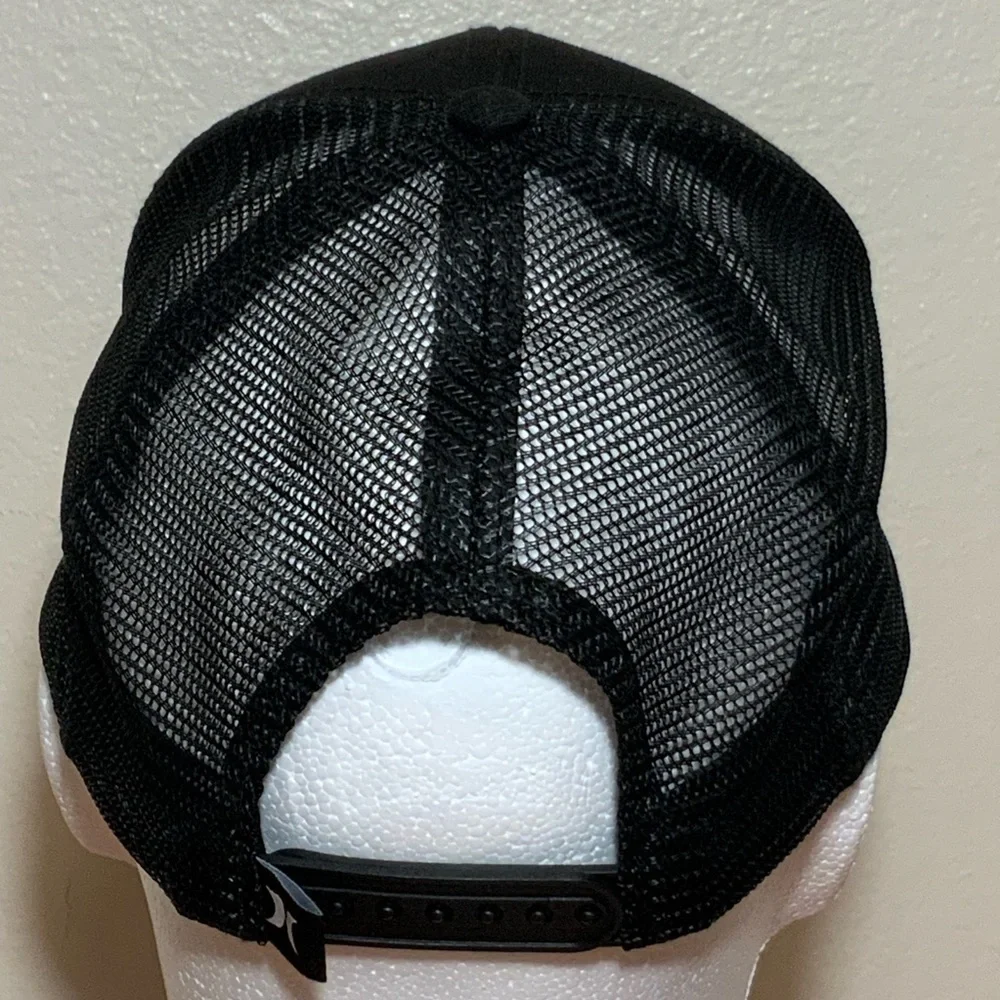 Hurley Black Trucker Hat Mesh Snapback Cap Tonal Logo Surf Skate